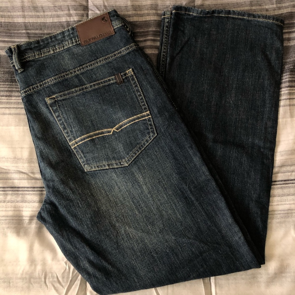 Straight dark wash denim for men